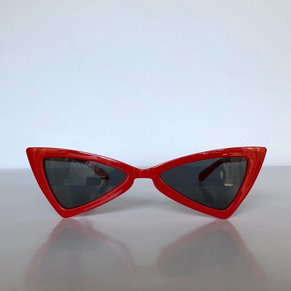 Red Slim Cat Eye Triangle Vintage Glasses - Picture 6 of 6